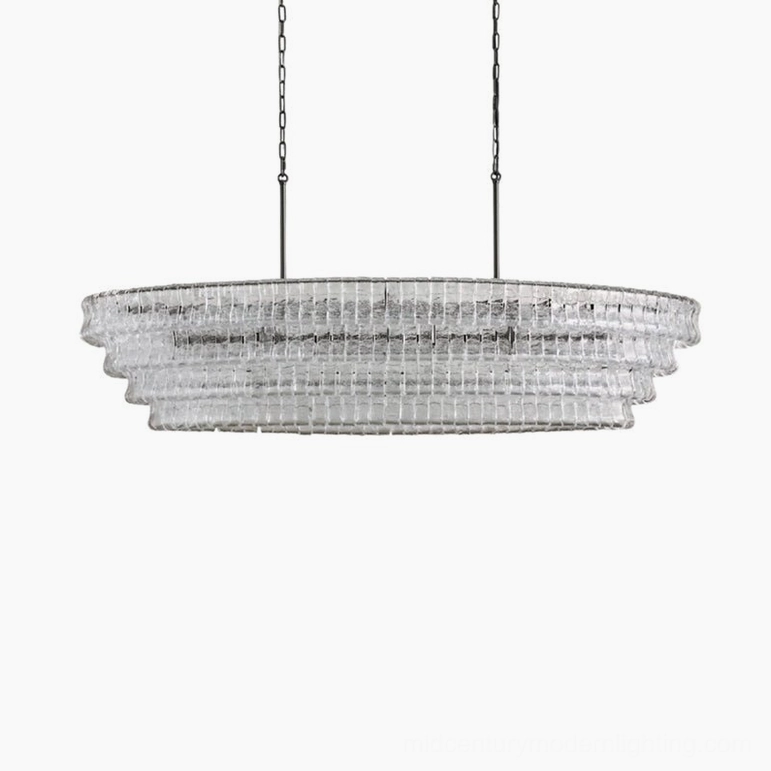 Albano tiered glass chandelier residential foyer, double-height entry space dramatic impact