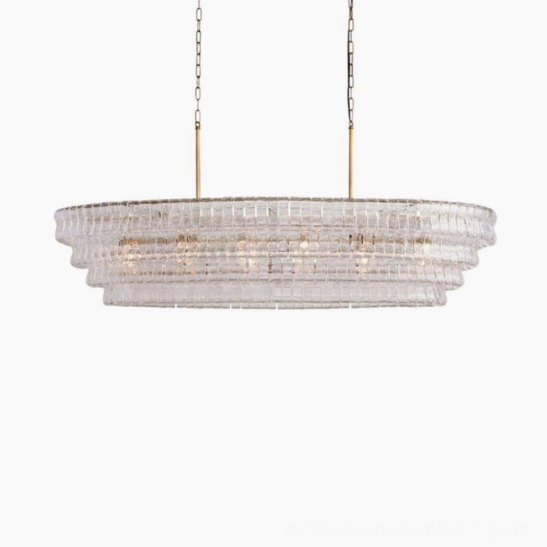 Albano chandelier hotel lobby installation, upscale hospitality brutalist glamour statement piece