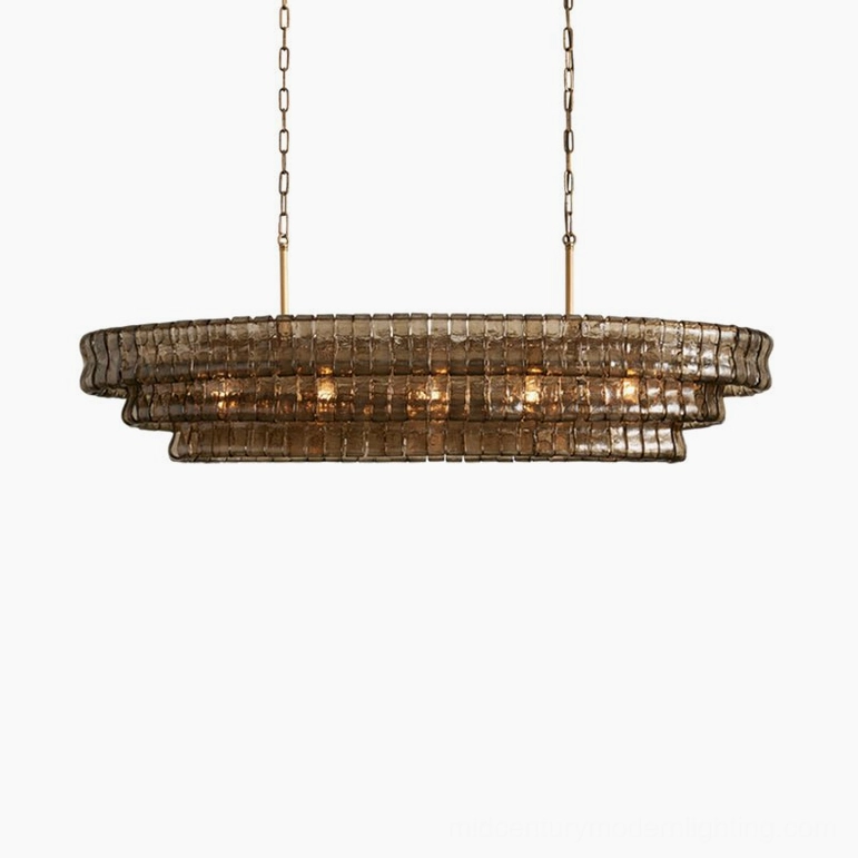 Albano glass chandelier interior design styling, paired with mid-century modern furniture and decor