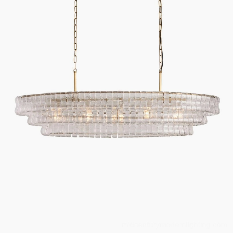Albano tiered glass chandelier IP20 rated, indoor dry location use with AC 110-240V universal voltage