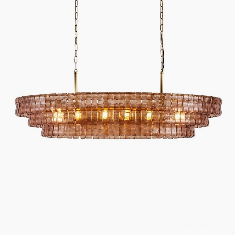 Albano compact tiered glass chandelier, 100cm small size for kitchen islands and intimate dining