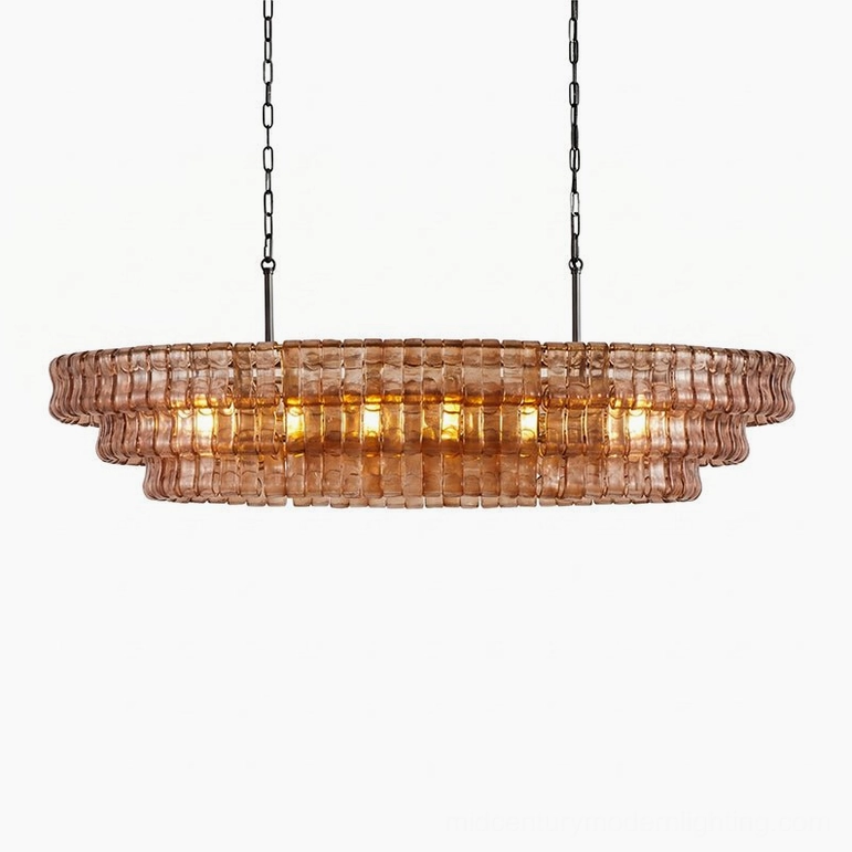 Albano low-profile glass chandelier, 26cm drop height for lower ceilings with architectural presence