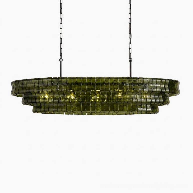 Albano medium glass chandelier over dining table, 120cm configuration for standard dining rooms