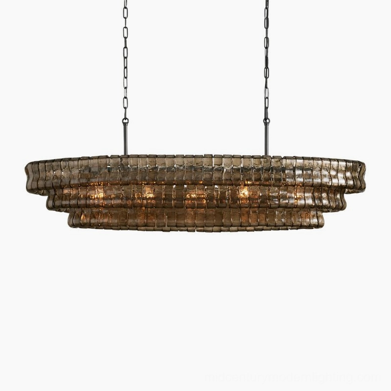 Albano mid-size 140cm tiered glass chandelier, versatile configuration for dining and foyer spaces