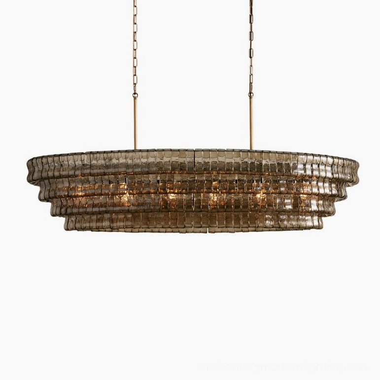 Albano smoke grey glass chandelier with gold metalwork, sophisticated neutral finish for modern eclectic spaces