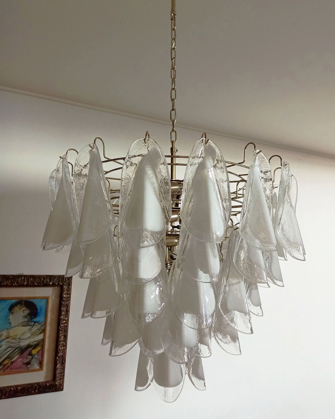 Aletta chandelier installed in modern home dining area neutral interior design aesthetic