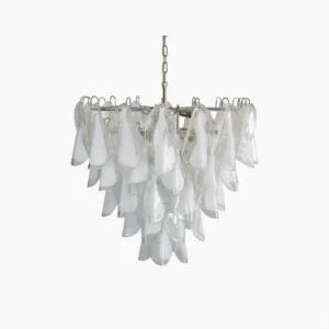 Aletta petal glass chandelier front view mid-century modern luxury lighting fixture