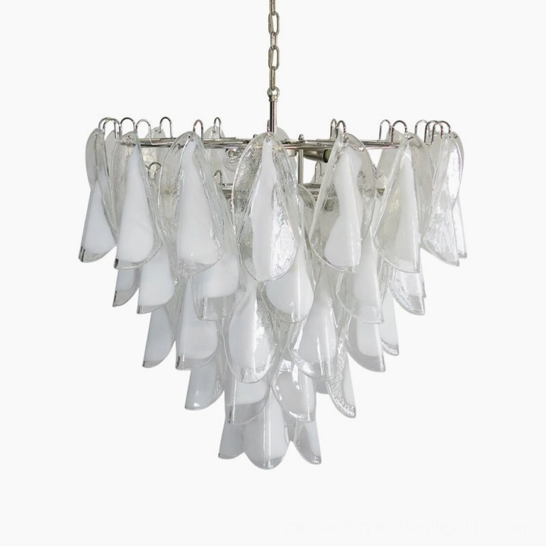Aletta petal glass chandelier 75cm diameter hand-crafted frosted clear glass design