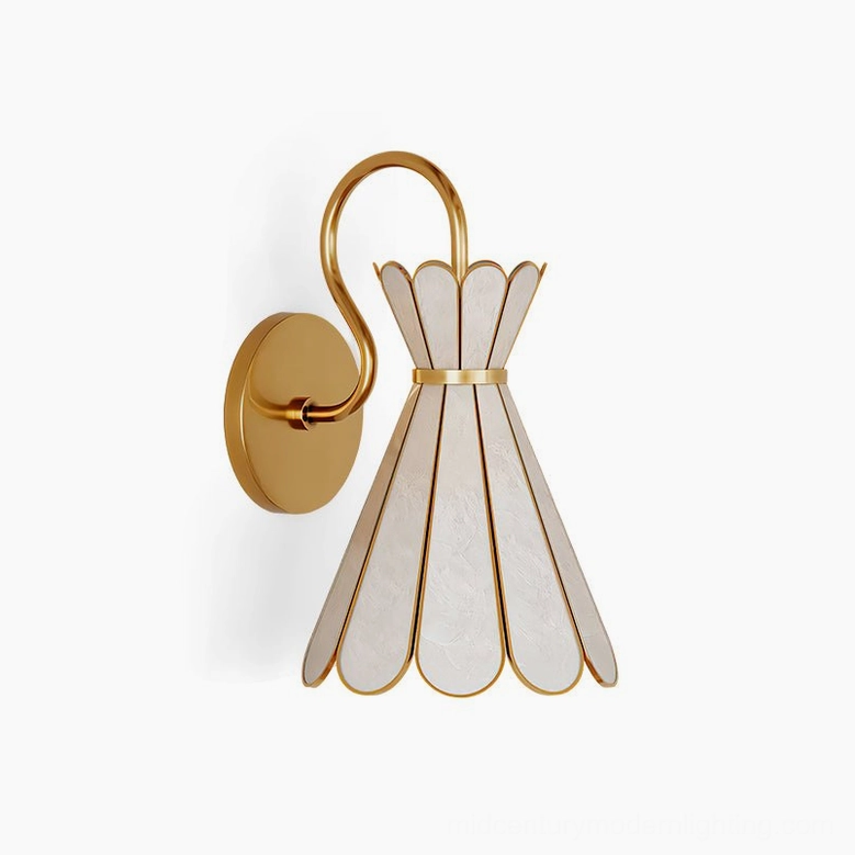 Alito sculptural wall sconce full front view in minimalist white studio setting, petal-shaped botanical design