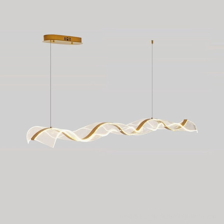 Alon sculptural ribbon chandelier with edge-lit LED and bubble diffusion creating even glare-free illumination