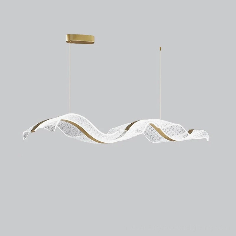 Alon pendant light luminous ribbon form photographed against plain background showing sculptural S-curve design