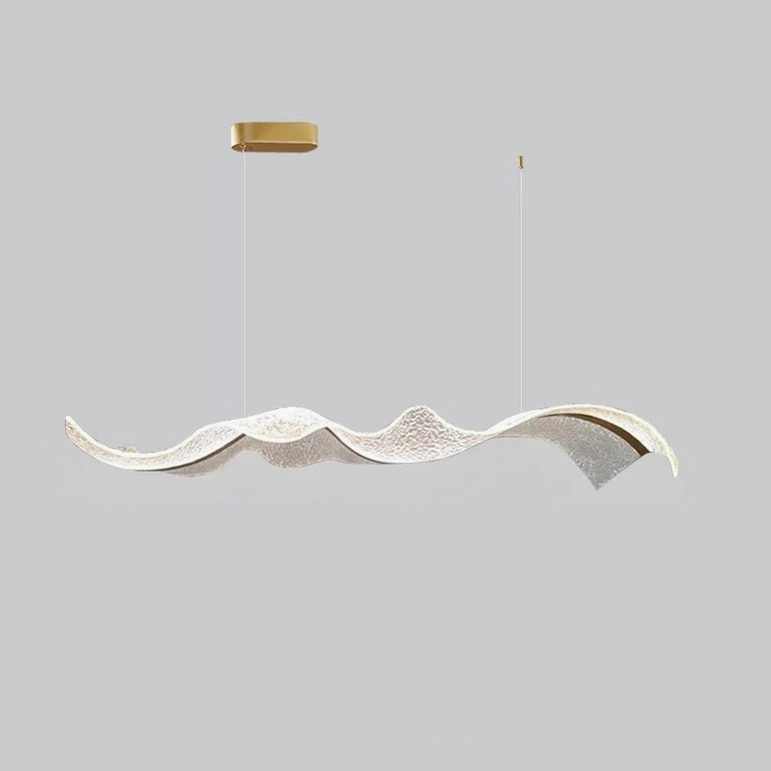 Alon sculptural pendant light showing warm and cool color temperature toggle capability for dining and task lighting
