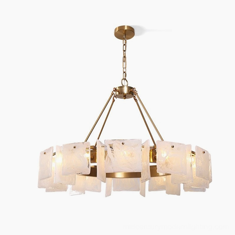 Alsona statement-size brass chandelier in large diameter configuration with 12 G9 bulbs for expansive spaces