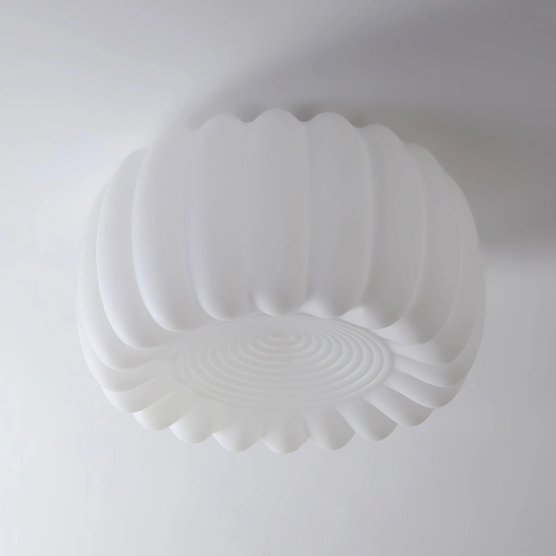 Alta pumpkin flush mount light architectural detail showing LED integration and finish quality