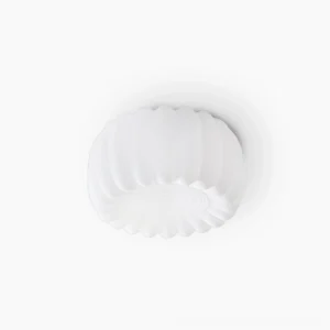 Alta pumpkin flush mount ceiling lamp top-down view showing sculptural fluted design and matte white finish