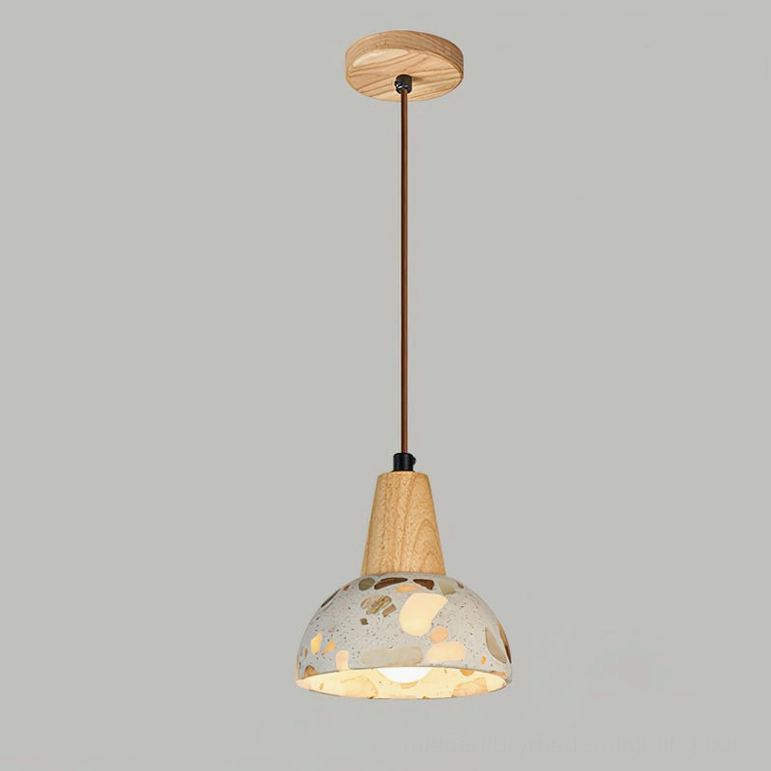 Alvaro pendant Model H warm-toned terrazzo shade with refined metal hardware detail