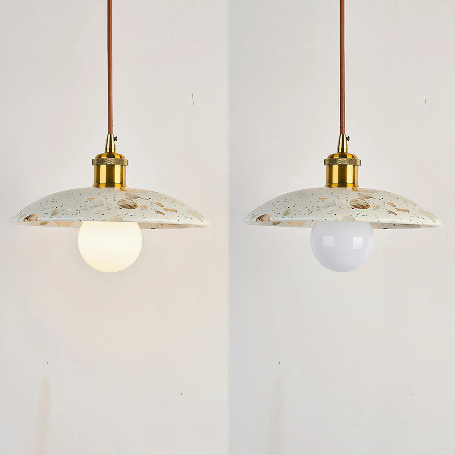 Alvaro pendant lamp Model series displaying varied terrazzo shade patterns and sizes