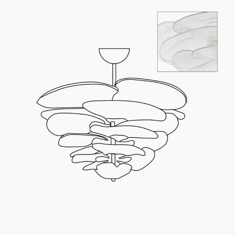 Amber-toned lotus leaf Murano chandelier suspension showing glass petal density and form
