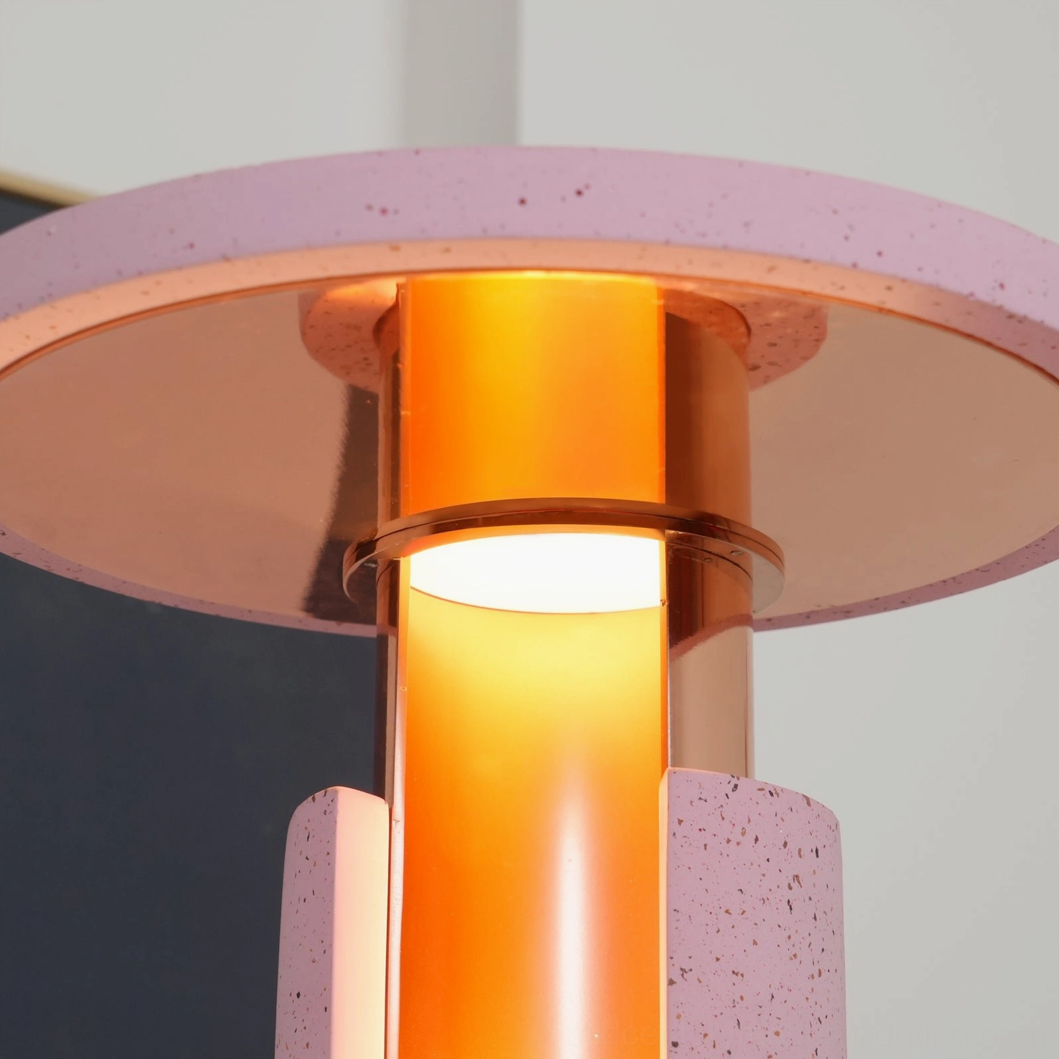 Ambra terrazzo pink lamp full home office setup desk styling modern interior