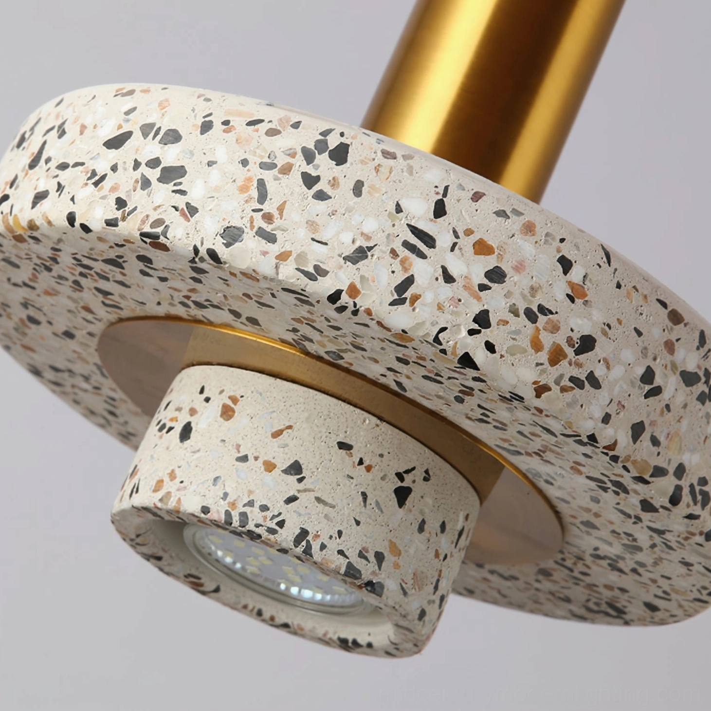 Ambra terrazzo pendant light fixture mounted on modern ceiling