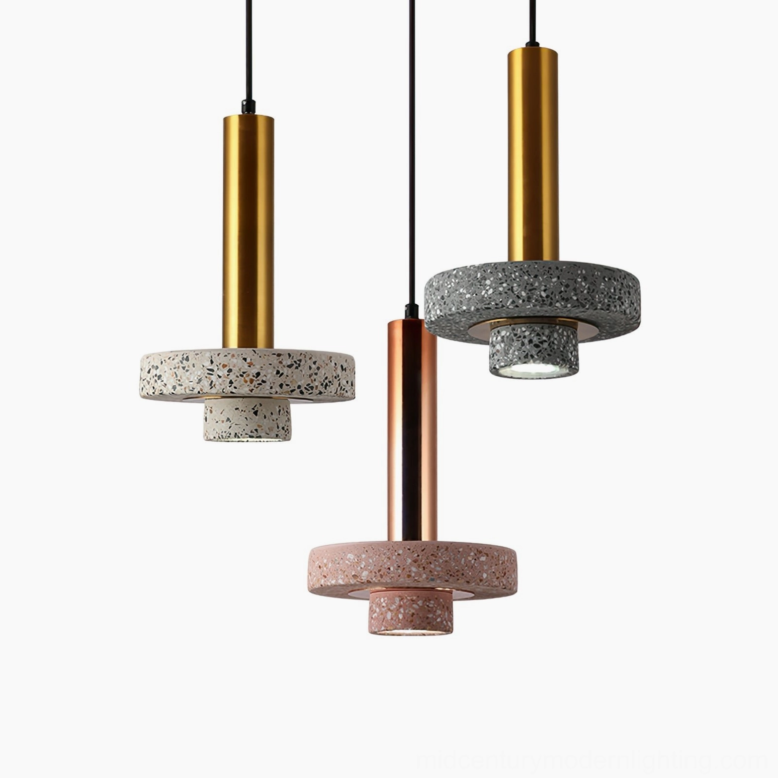 Ambra terrazzo pendant lamp full product showcase with suspension wire