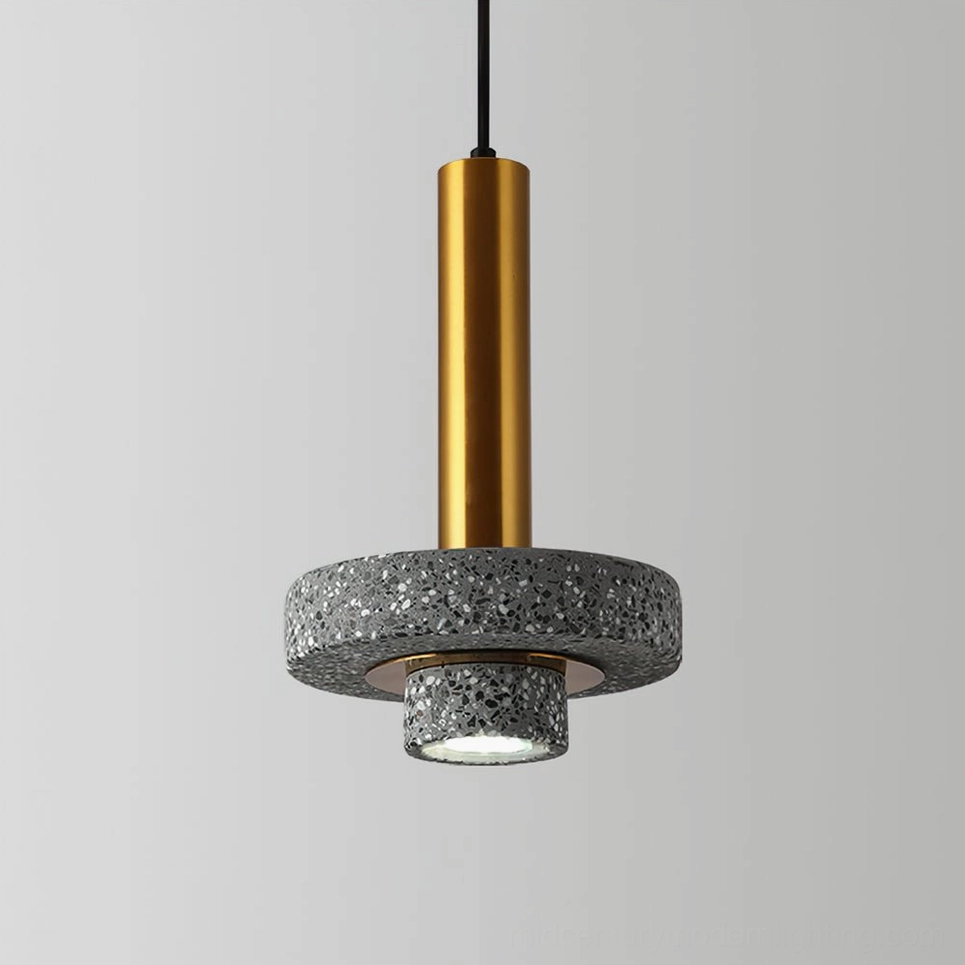 Ambra terrazzo pendant lamps multiple units installed in modern kitchen or bar space