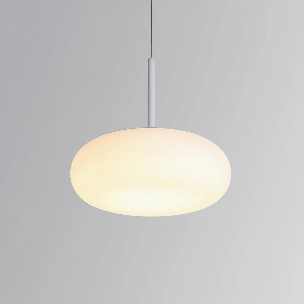 Amor pendant lamp frosted glass diffuser warm light emission in contemporary home interior