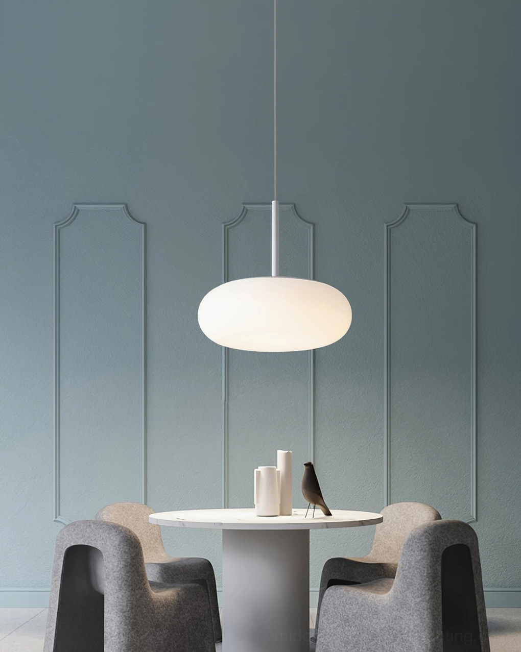 Amor white pendant lamp three-size variant comparison small medium large ceiling lighting
