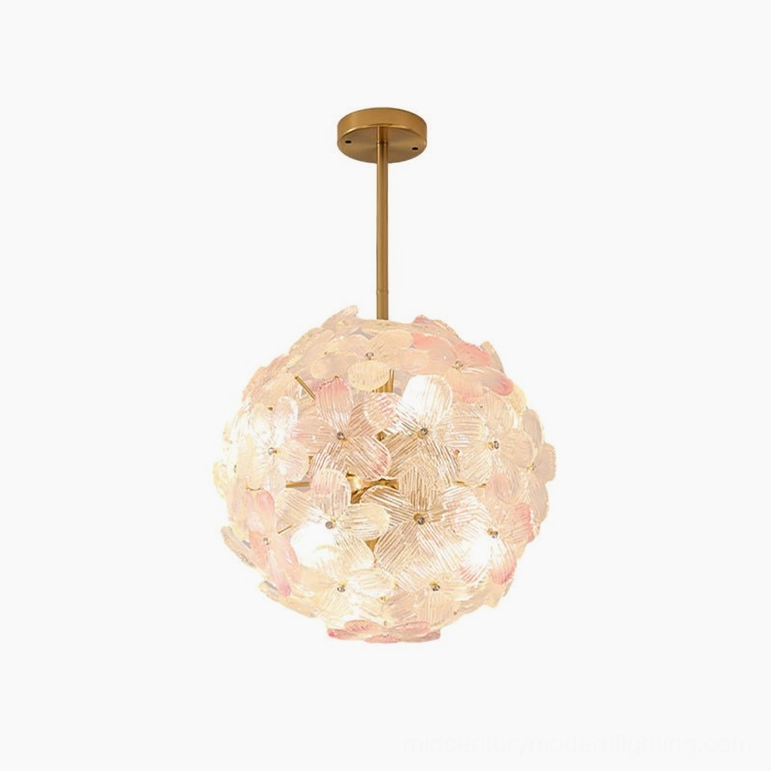Anan Pink Floral Pendant Light, compact Medel A model, delicate glass flower design, intimate ambient lighting fixture