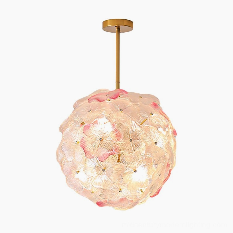 Anan Floral Chandelier Medel A pink model, compact size botanical pendant light, soft illumination, versatile room placement