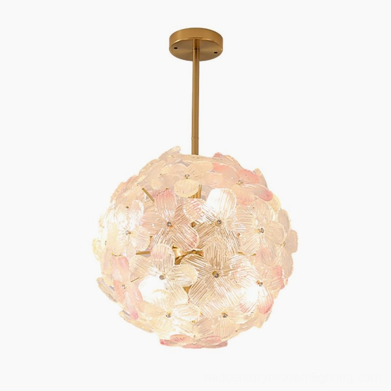 Anan Floral Pendant Chandelier Medel B large statement model, pink gradient glass petals, statement lighting for dining areas
