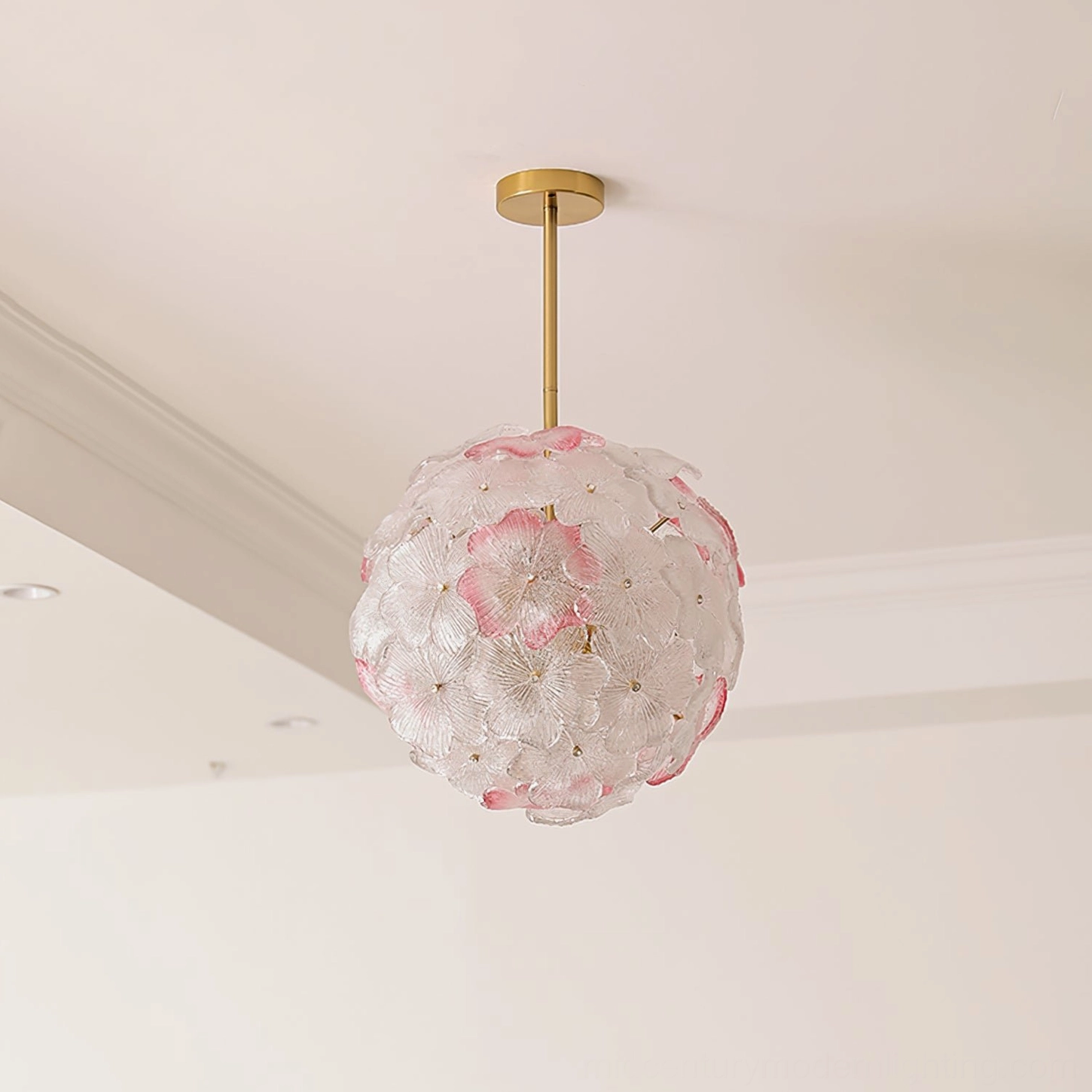 Anan Floral Pendant Lamp purple variant, elegant contemporary lighting, premium hand-blown glass shade, artistic home decor