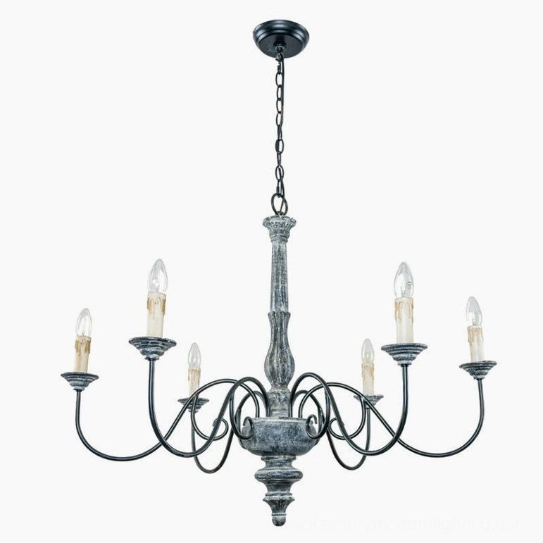 Anchor chandelier blue rubbed black finish six-head farmhouse pendant light variant