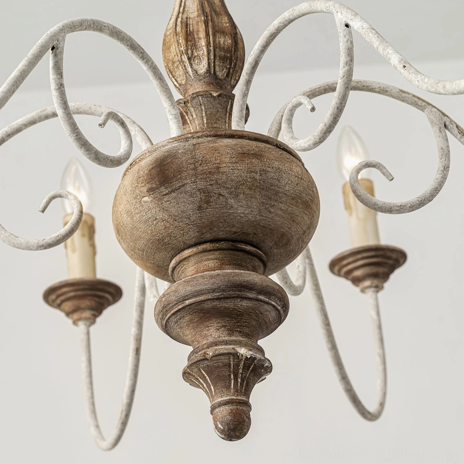 Anchor chandelier architectural detail of hand-crafted metal framework and distressed wood components