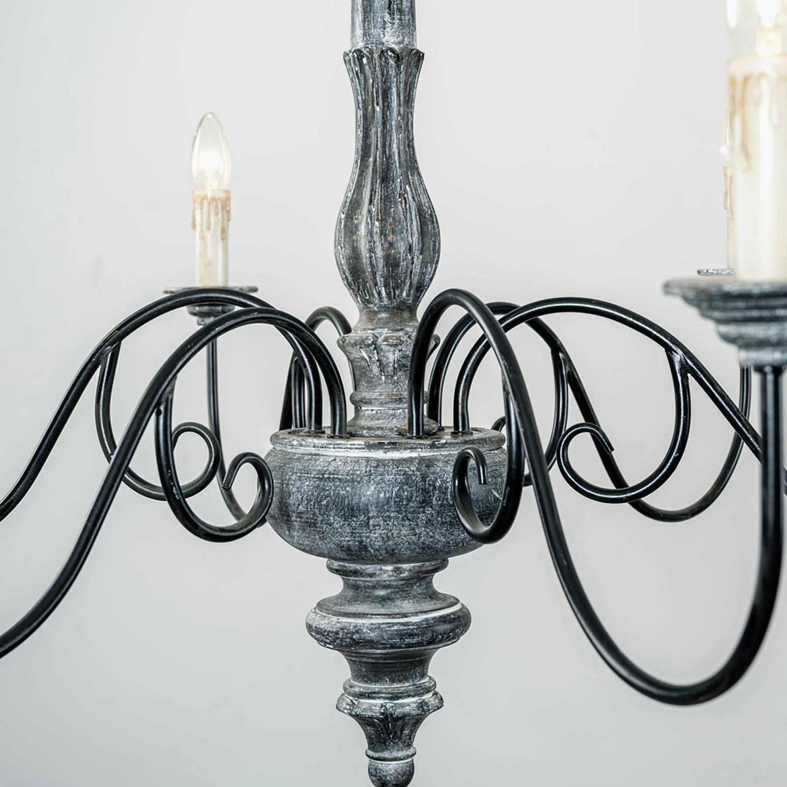 Anchor chandelier suspension detail showing chain attachment and fixture hardware engineering