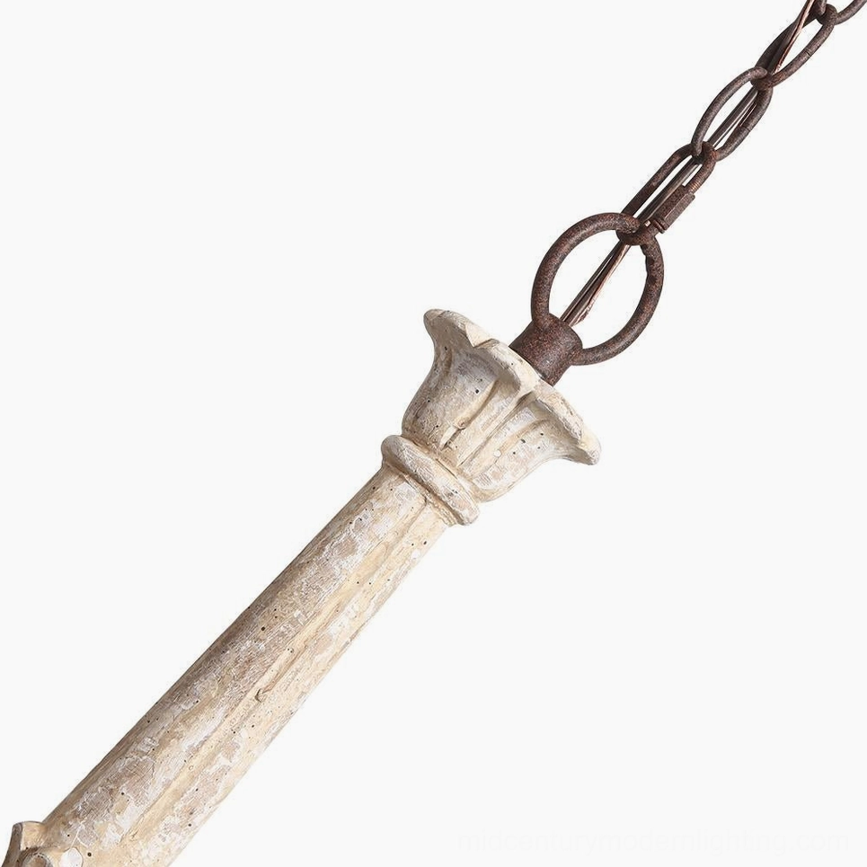 Distressed wood color anchor chandelier authentic rustic farmhouse pendant light six-head design