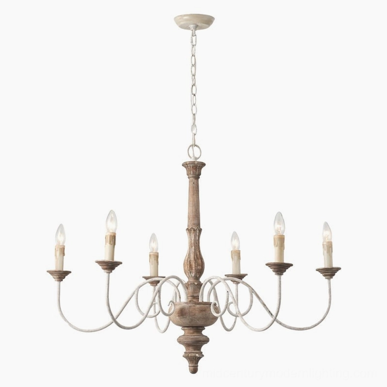Anchor chandelier distressed wood color variant six-head farmhouse pendant main product image