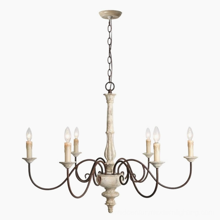 Anchor chandelier retro white finish six-head farmhouse pendant light variant clean aesthetic
