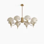 Anchored Orb Chandelier multi-head glass globe pendant light overhead view brass gold finish