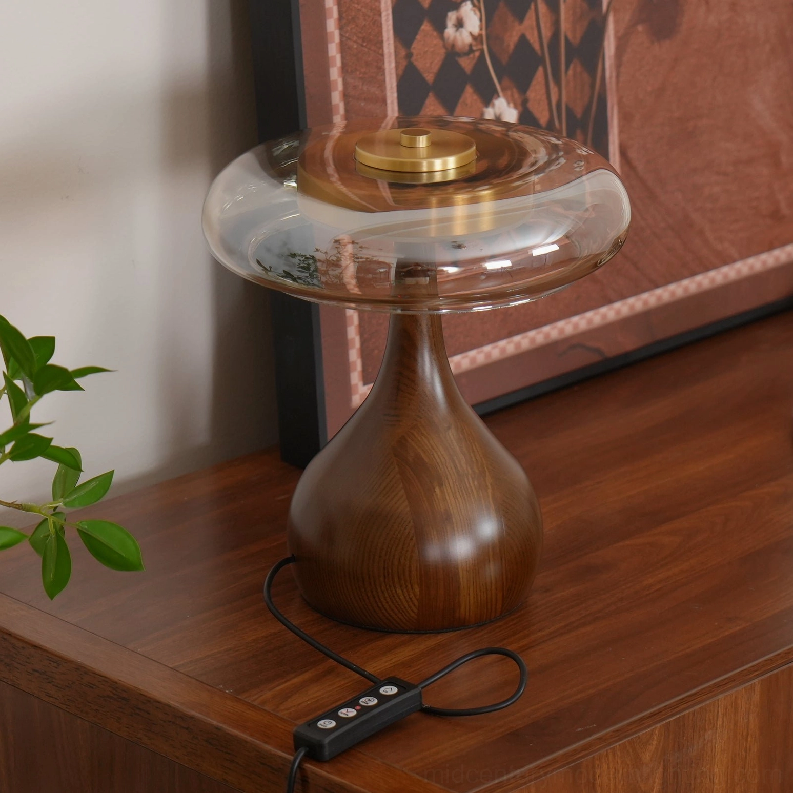 Andi Glass Table Lamp compact size in studio lighting highlighting material composition