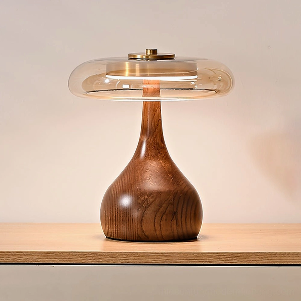 Andi Glass Table Lamp compact variant - primary product image walnut finish