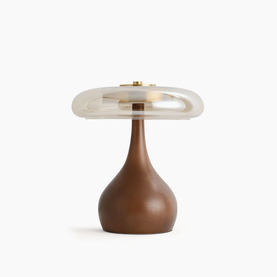 Andi table lamp in gallery-like bedroom setting paired lighting arrangement