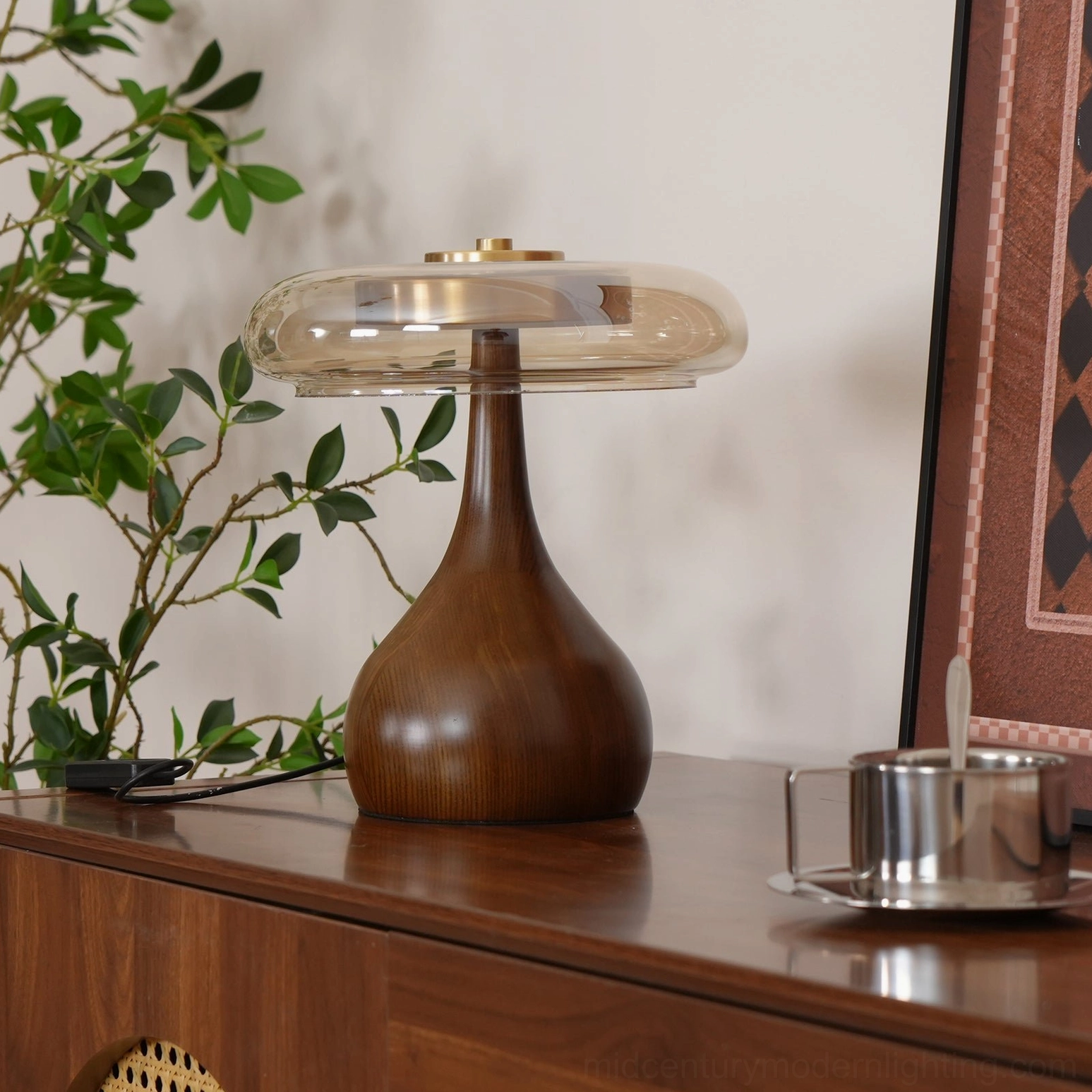 Andi mid-century table lamp in modern home office workspace setting