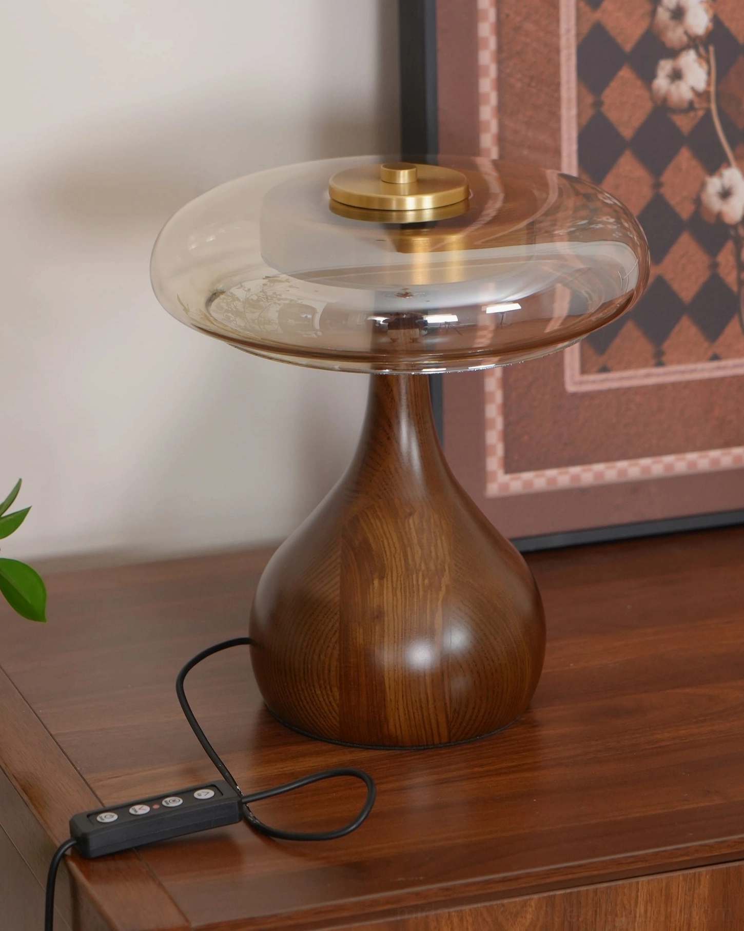 Andi Glass Table Lamp sustainability and longevity - brass and wood durability