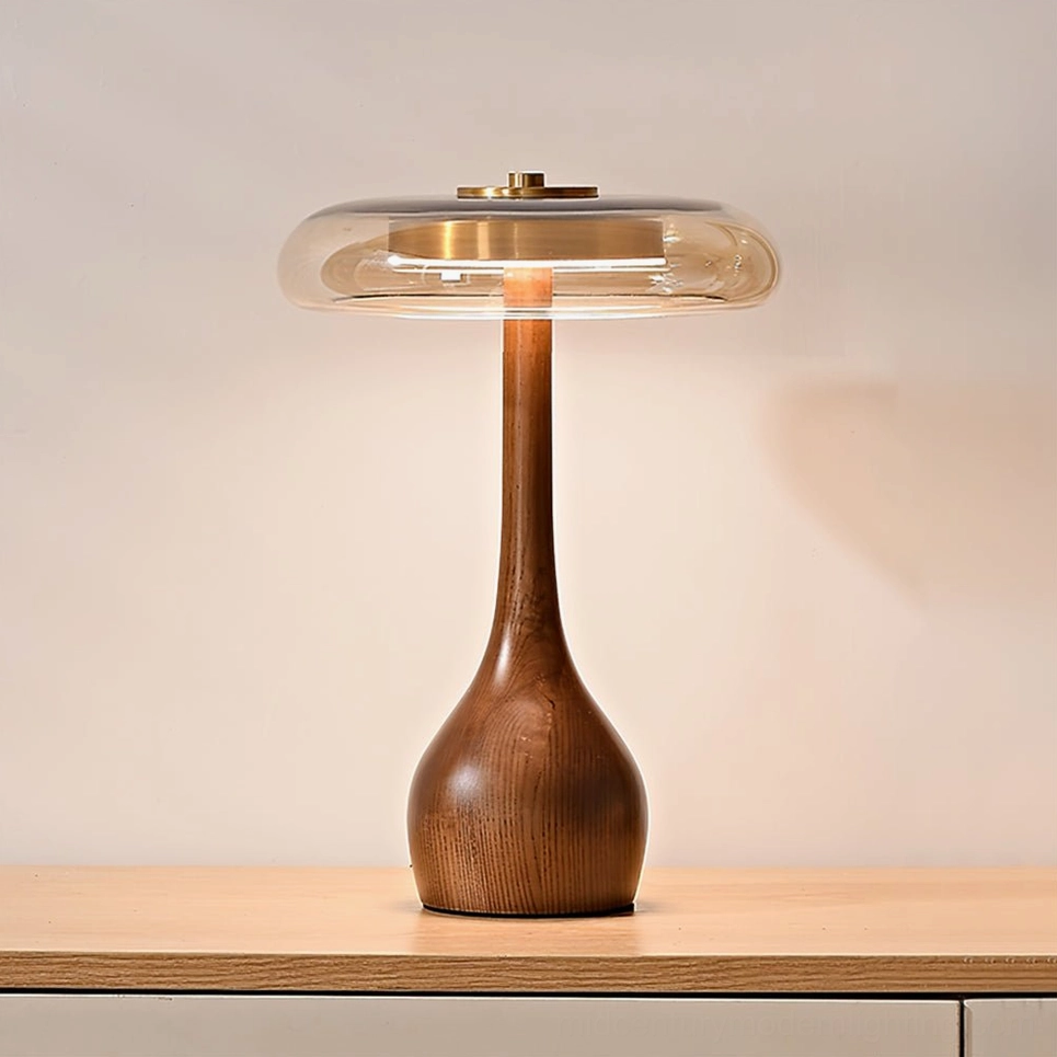 Andi Glass Table Lamp tall variant - primary product image walnut finish