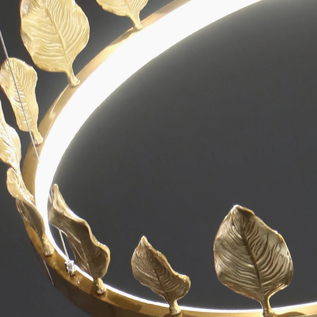 Anello brass pendant light with integrated LED showing warm 3000K color temperature illumination