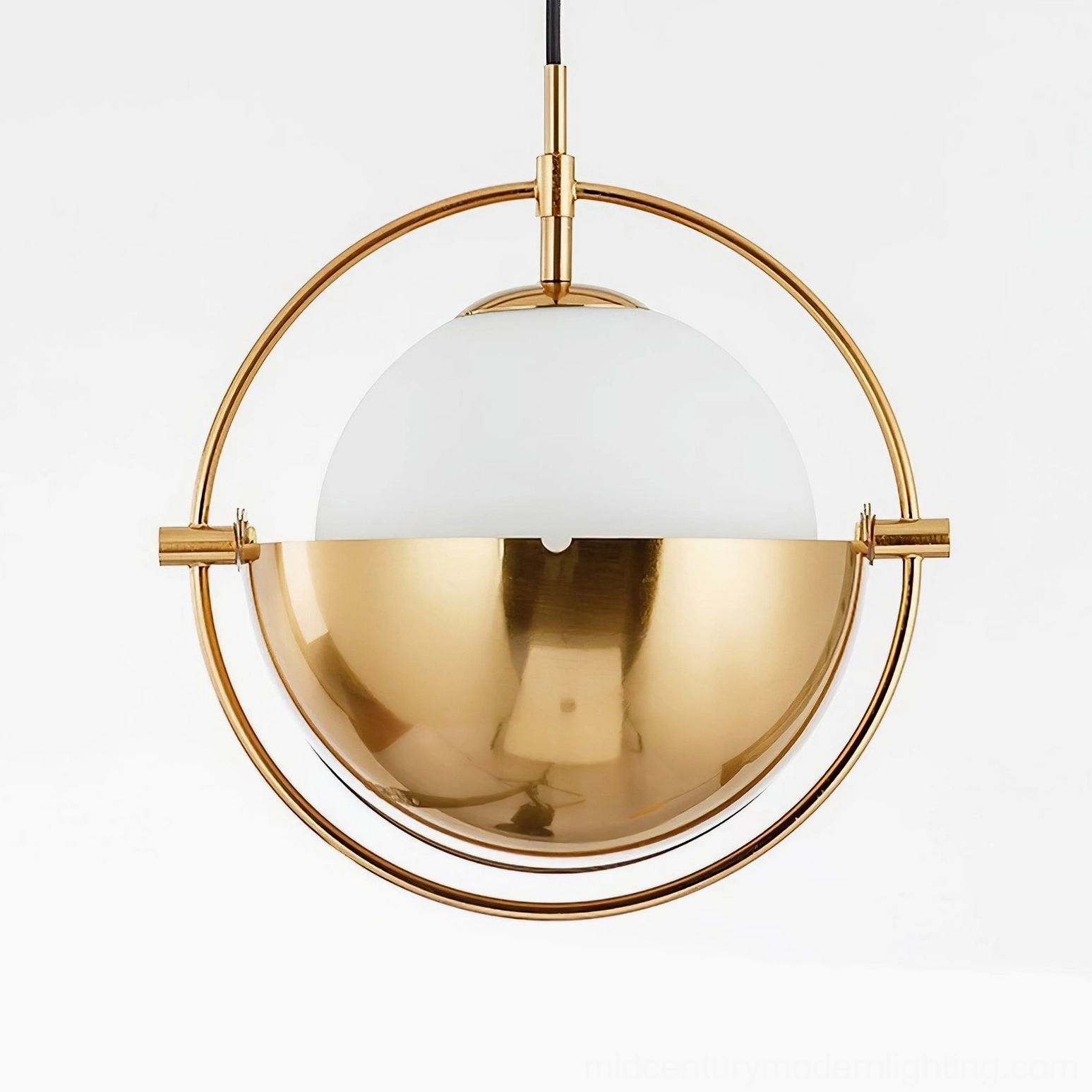 Anix interactive pendant light in black-gold finish creating dramatic ambient lighting atmosphere