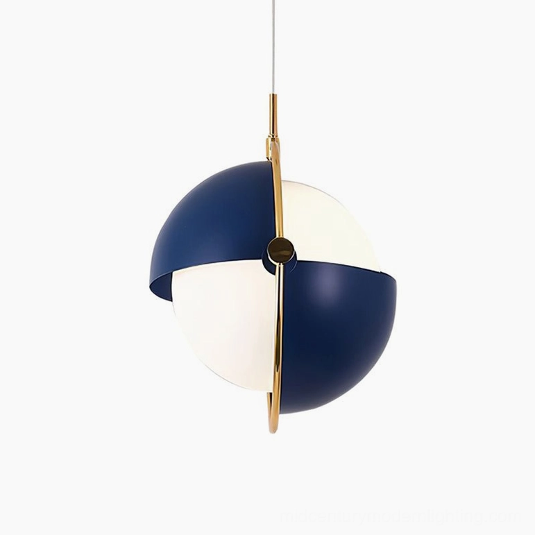 Blue-gold Anix interactive pendant light in contemporary interior design application and setting