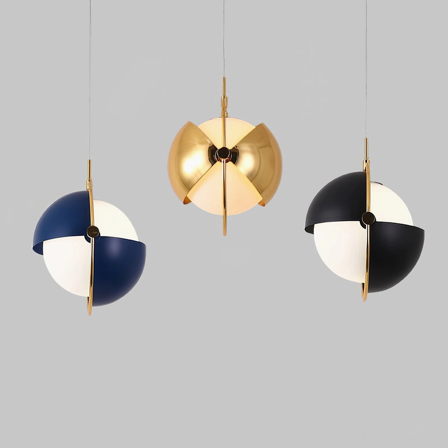 Anix mid-century modern pendant lamp showing frosted glass diffuser and metal frame assembly