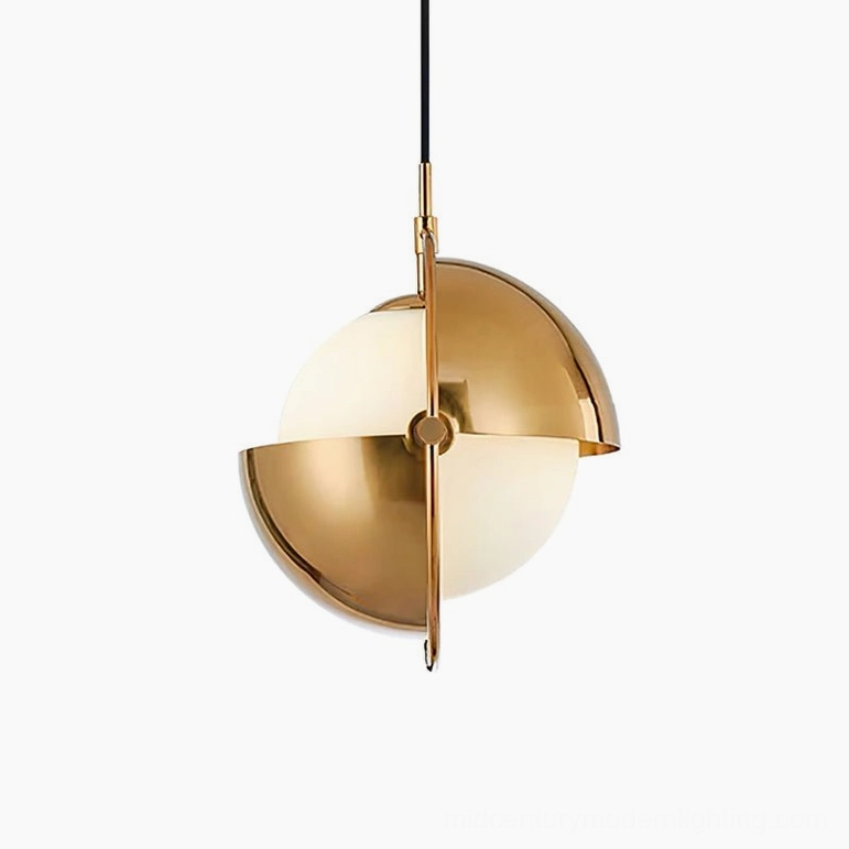 Gold finish Anix pendant lamp detail showing precision geometric design and metal craftsmanship